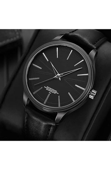 Men's Minimalist Quartz Watch with Leather Band