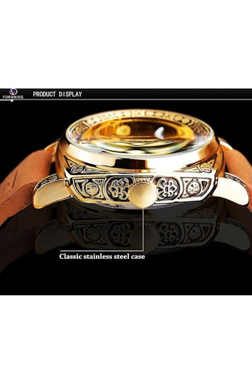 Men's Mechanical Self-Winding Square Watch with Skeleton Design