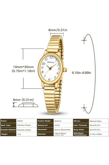 Women's Small Gold-Tone Watch with Expansion Band