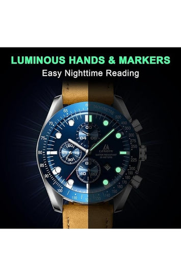 Men's Analog Quartz Chronograph Watch - Waterproof Business Style