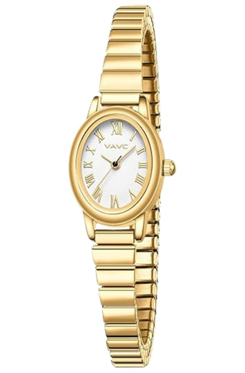 Women's Small Oval Gold-Tone Watch with Expansion Band