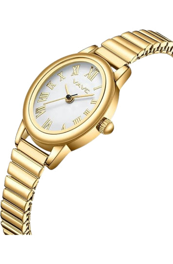 Women's Small Oval Gold-Tone Watch with Expansion Band