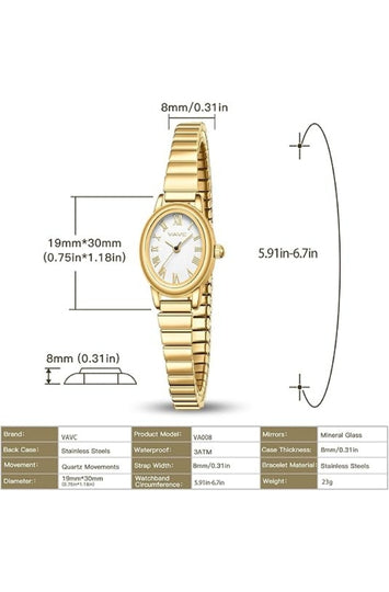 Women's Small Oval Gold-Tone Watch with Expansion Band
