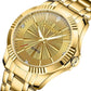 Men's Gold-Tone Stainless Steel Watch with Crystal Hour Markers