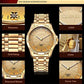 Men's Gold-Tone Stainless Steel Watch with Crystal Hour Markers