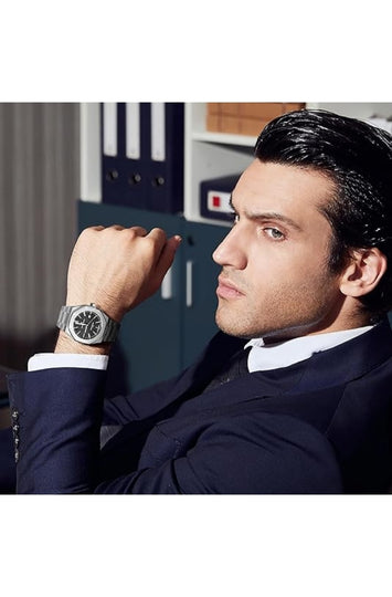 Men's Octagonal Stainless Steel Watch with Date Display