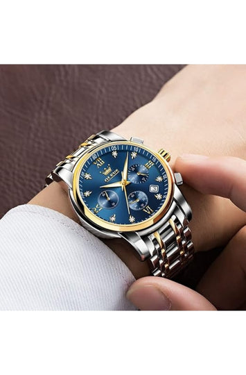Men's Stainless Steel Chronograph Watch with Date Display
