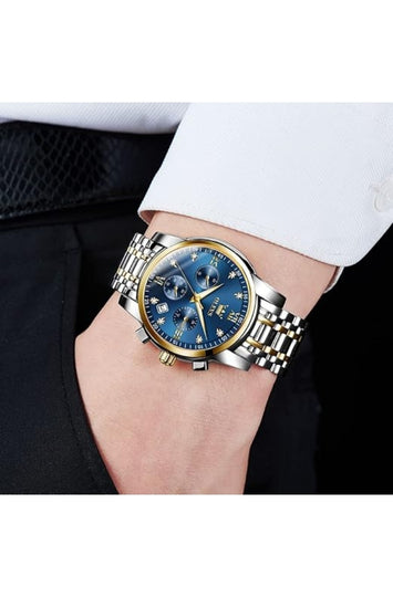 Men's Stainless Steel Chronograph Watch with Date Display