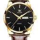 Men's Analog Quartz Watch with Leather Strap