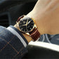 Men's Analog Quartz Watch with Leather Strap