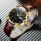 Men's Analog Quartz Watch with Leather Strap