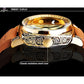 Men's Mechanical Self-Winding Square Watch with Skeleton Design