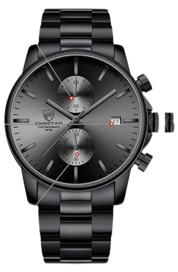 Men's Quartz Chronograph Watch with Stainless Steel Band