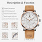 Men's Quartz Chronograph Watch with Leather Band