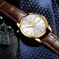 Men's Analog Quartz Watch with Leather Strap