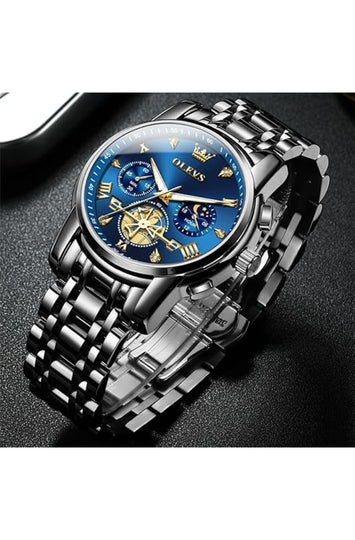 Men's Analog Quartz Watch with Stainless Steel Band