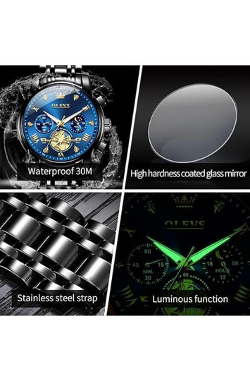 Men's Analog Quartz Watch with Stainless Steel Band