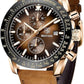 Men's Analog Quartz Chronograph Watch with Leather Strap