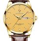 Men's Analog Quartz Watch with Brown Leather Strap