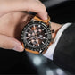 Men's Analog Quartz Chronograph Watch with Leather Strap