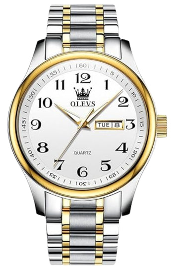 Men's Stainless Steel Analog Quartz Watch with Date Display