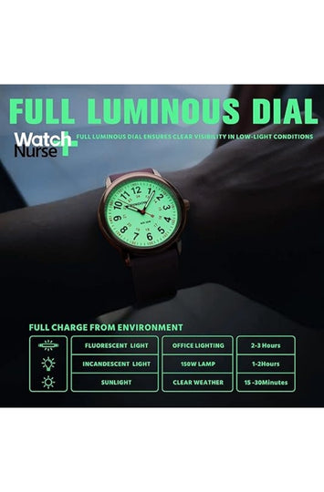 Analog Quartz Watch with Luminous Dial and Military Time