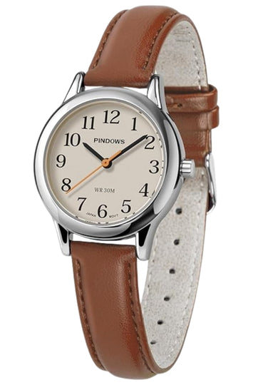Women's Minimalist Analog Quartz Watch with Leather Strap