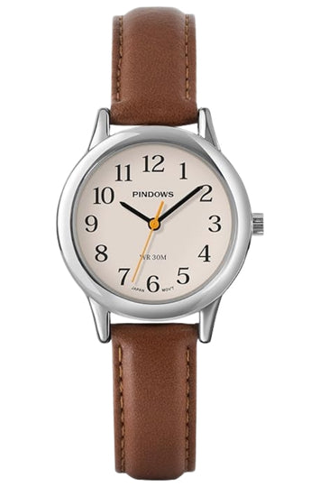 Women's Minimalist Analog Quartz Watch with Leather Strap