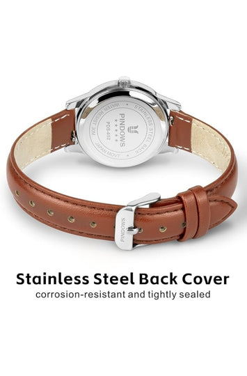 Women's Minimalist Analog Quartz Watch with Leather Strap