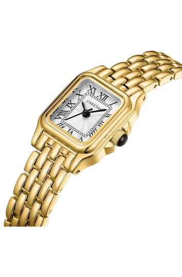 Women's Small Rectangular Gold-Tone Bracelet Watch