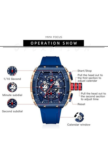 Men's Multi-Function Quartz Watch with Silicone Strap