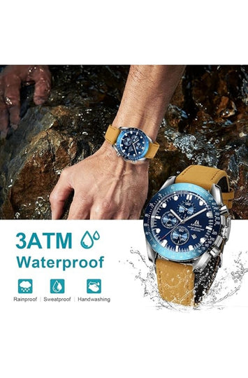 Men's Analog Quartz Chronograph Watch - Waterproof Business Style