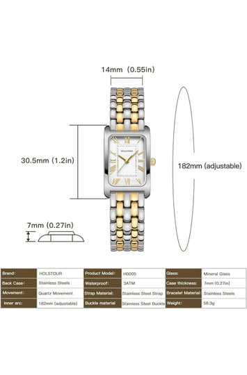 Women's Rectangular Watch with Roman Numeral Dial