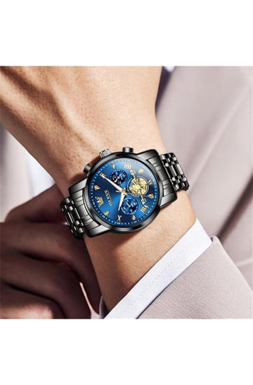 Men's Analog Quartz Watch with Stainless Steel Band